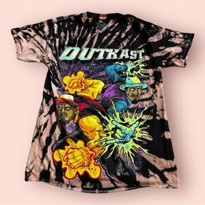 Outkast size small bleach tie dye graphic‎ band tee